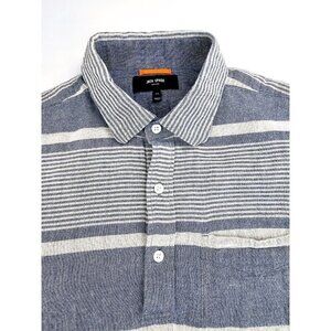 Jack Spade New York Size Medium Mens Blue White Flannel Stripe Long Sleeve Polo